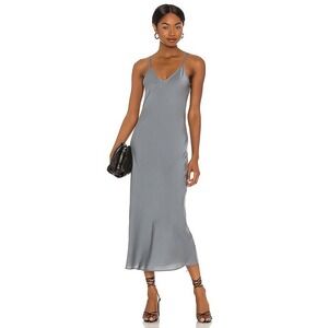 AllSaints Revolve Women's Medium‎ Gray Maxi Slip Dress V Neck Graduation
